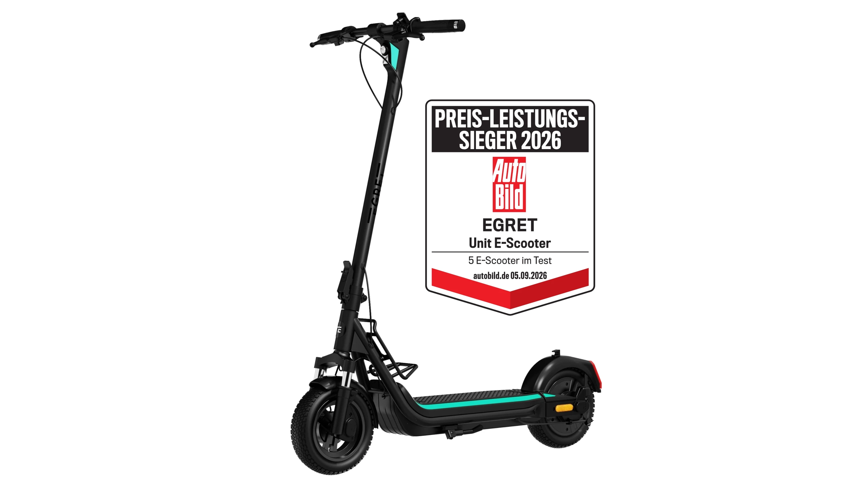 Egret Unit e-scooter – full view in Racer Black